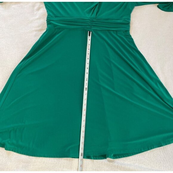 Serengeti Dress Emerald Green Twist Front Shoulder Long Sleeve Size Large Midi - Picture 10 of 13